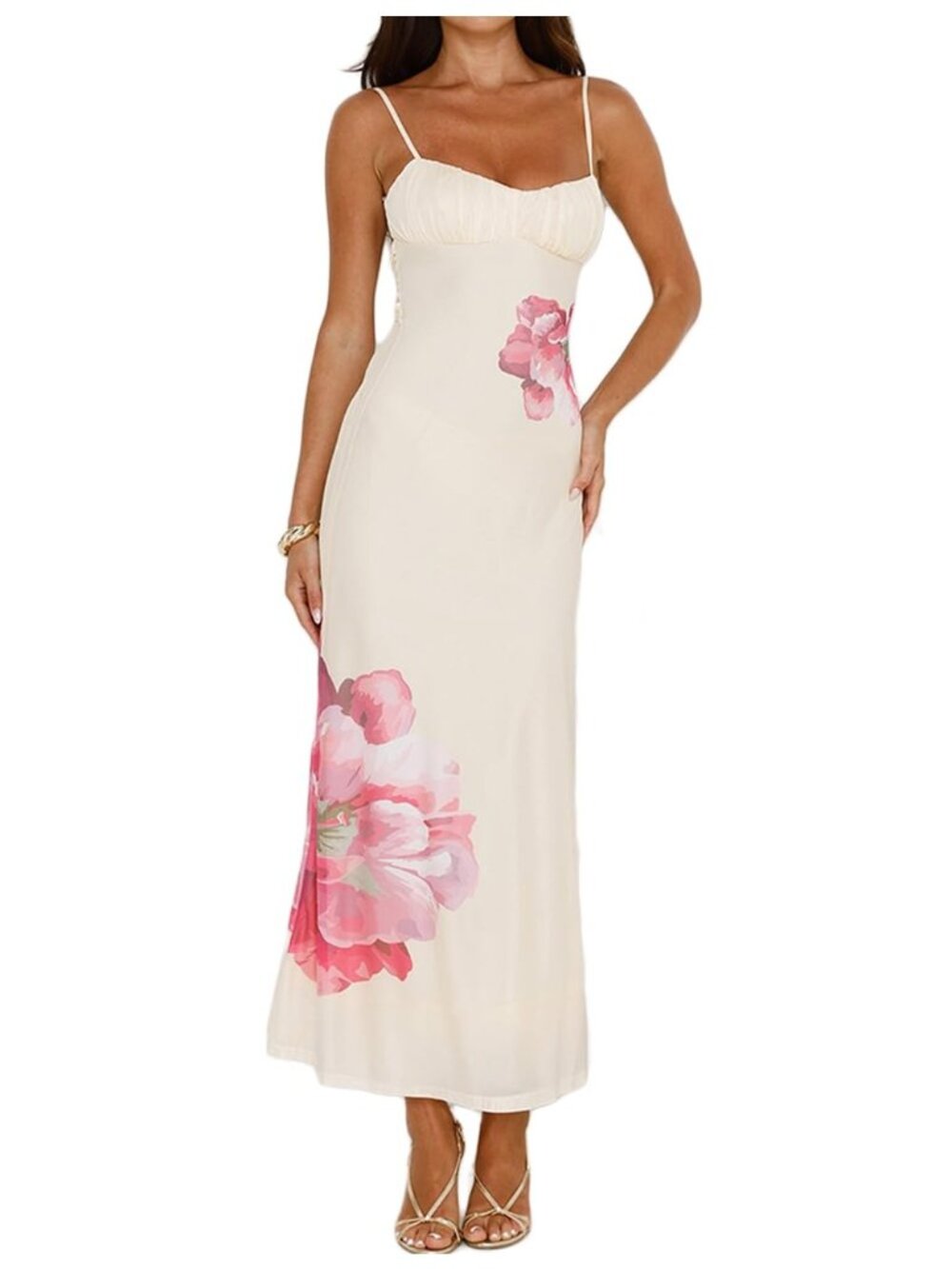 Sz Small Spaghetti Strap Backless Ruched Cocktail Dress Open Back
